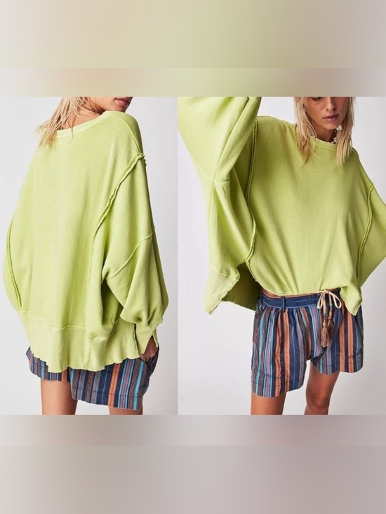 Free People Tops - NWOT Free People We The Free Camden Sweatshirt - lightning bolt lime - XS
